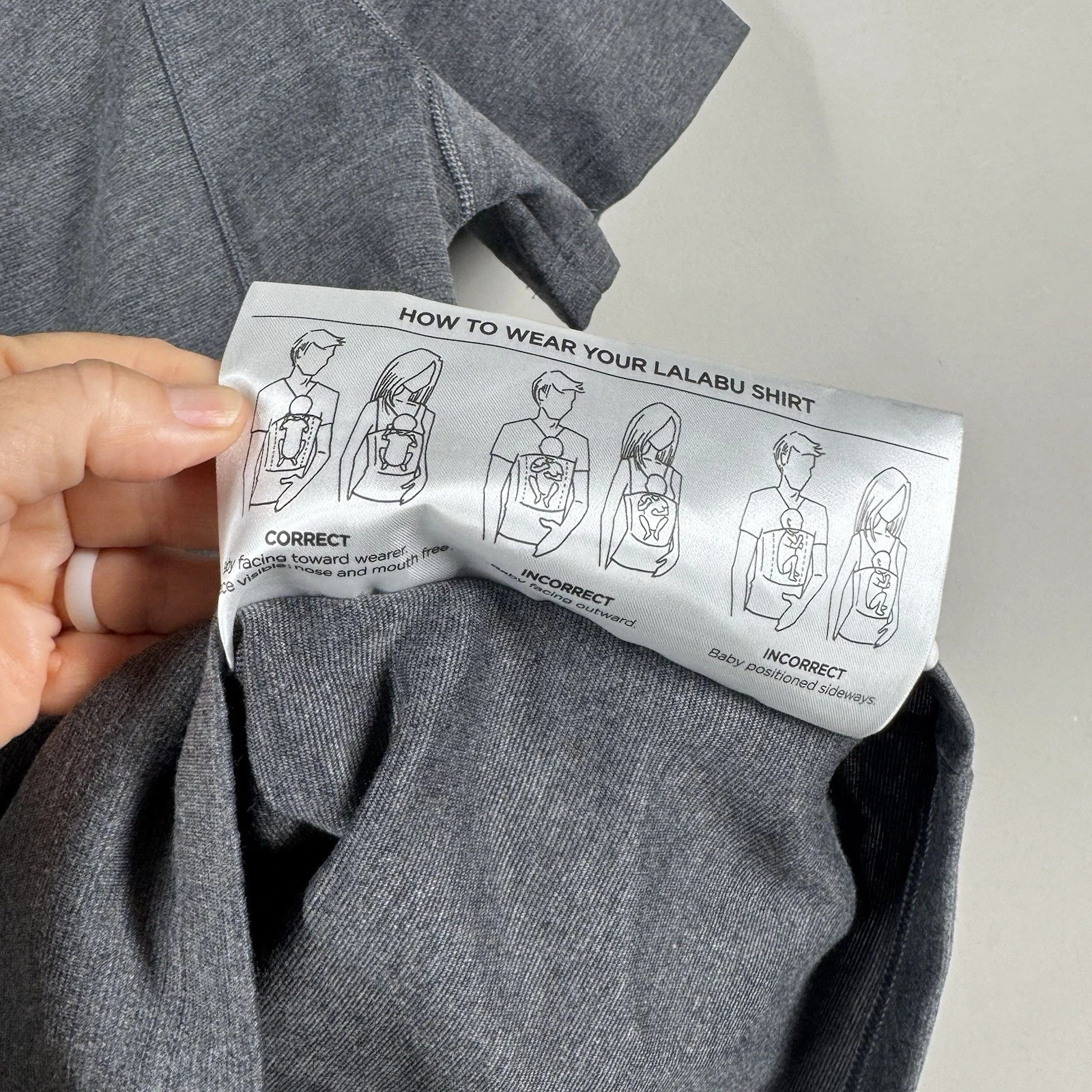 Lalabu Gray Shirt Men's V -Neck Swaddle Kangaroo Front Pocket Stretch sz L gallery