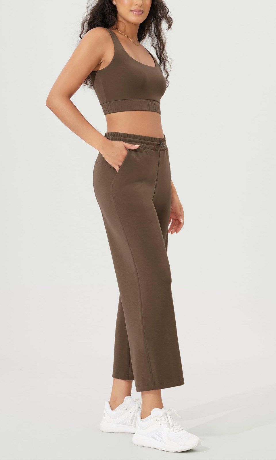 Women's Modal Soft Wide Leg Cropped Pants with Pockets Adjustable Shockcord H... gallery