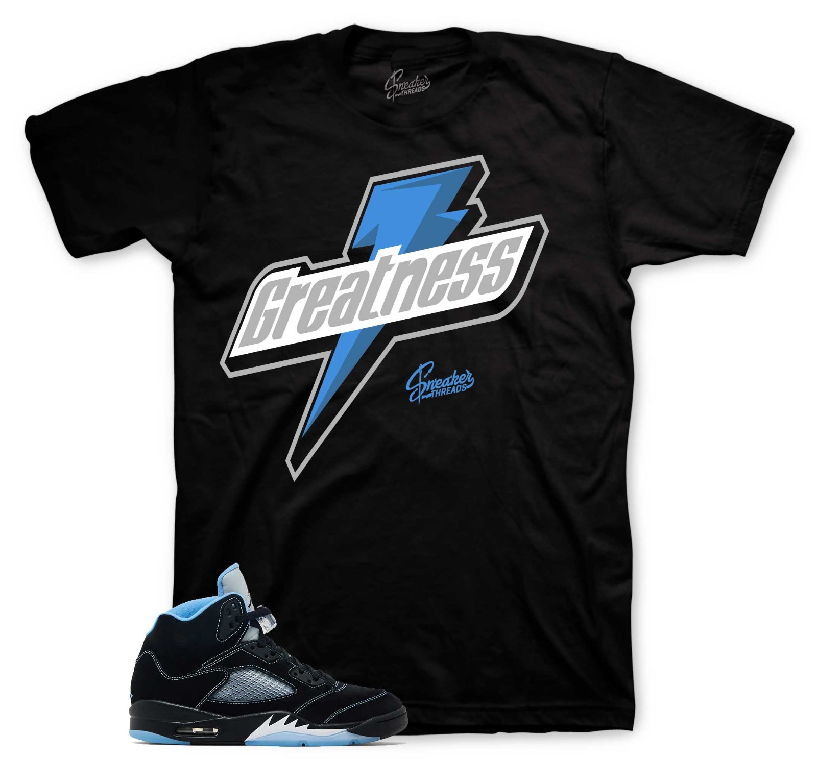 T-Shirt To Match Jordan 5 Black Carolina Shoes – Greatness Sneaker Tees
