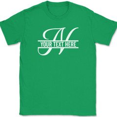 Letter N Monogram Your Text Here Custom T-Shirt Personalize Family Tee