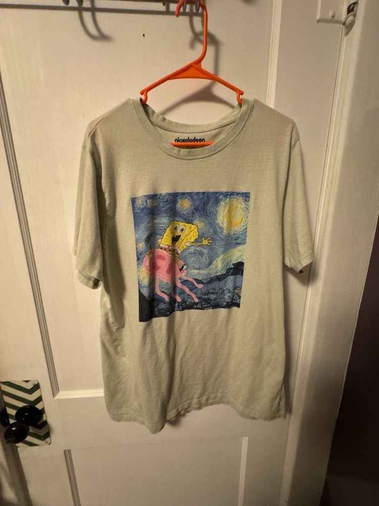 Spongebob SquarePants Starry Night Van Gogh T Shirt Jellyfish Size MEDIUM