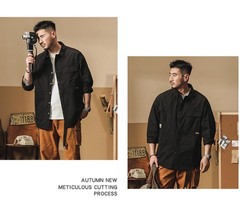 Spring and Autumn American Workwear Casual Shirt Men Loose Shirt