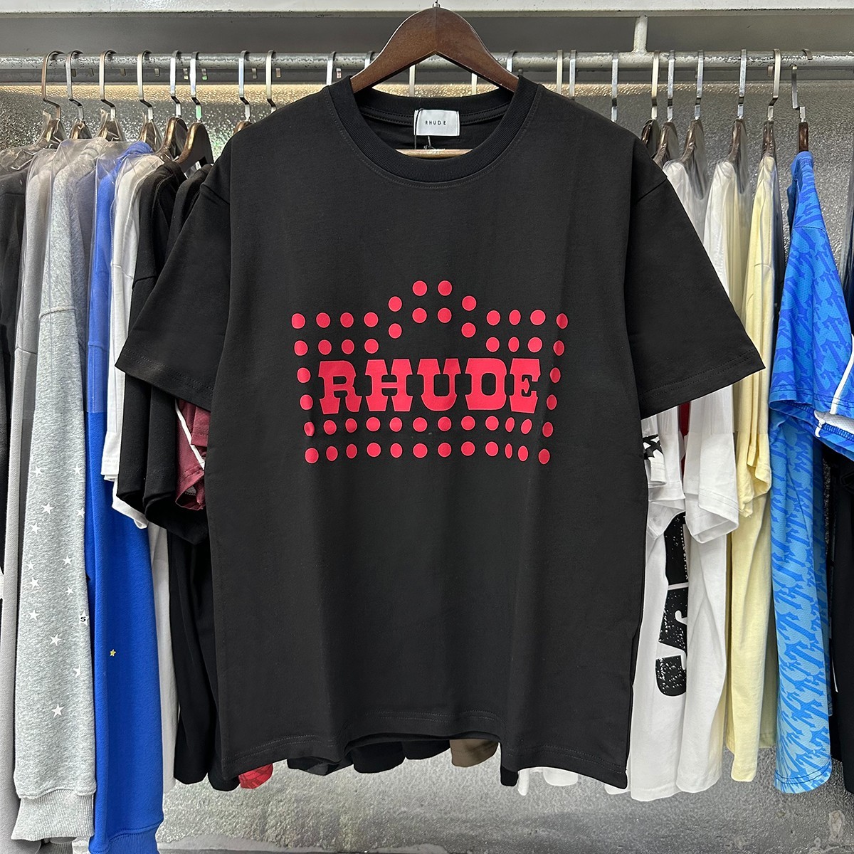 NEW RHUDE Men Women Printing Red Dots Cotton Short Sleeve POLO T-Shirt SZ:S-XL gallery
