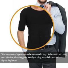 Mens Slimming Body Shaper Posture Corrector Vest Top T-Shirt Abdomen Compression