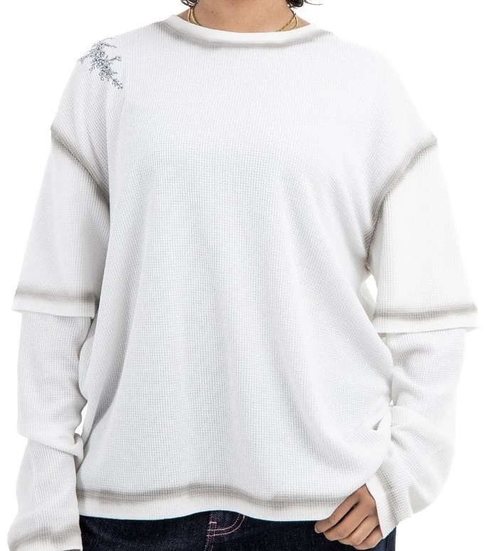 Shihiko Sakura Long Sleeve/Short Slv Layered Thermal/Waffle Knit Embroidered Lg. gallery
