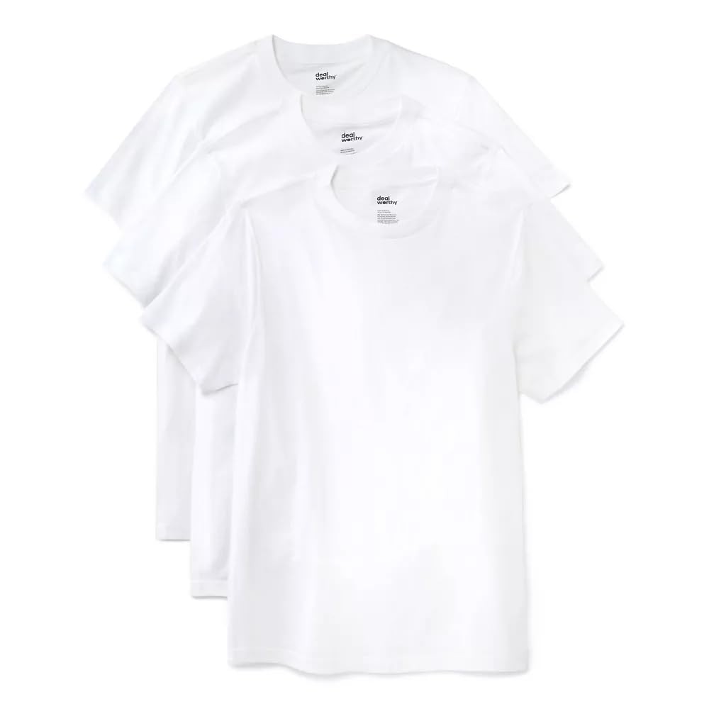 Dealworthy Men’s Slim Fit Crewneck T-Shirt 3-Pack – (US, Alpha, Medium, Regular,