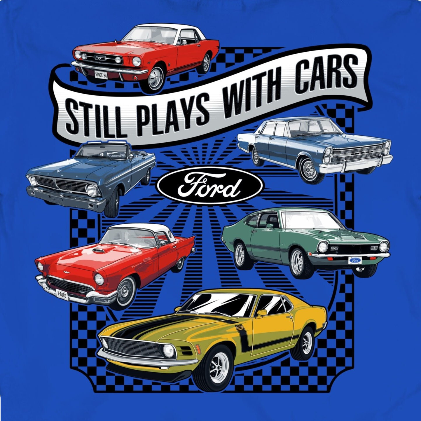 Joe Blow T's Ford Muscle Still Plays With Cars Men's Blue T-Shirt Mustang Falcon gallery