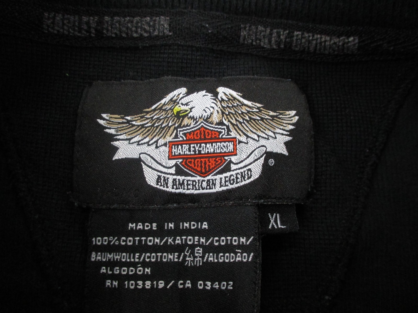 Harley Davidson Shirt Mens XL Black Biker Henley Woven Casual Pullover Y2K gallery