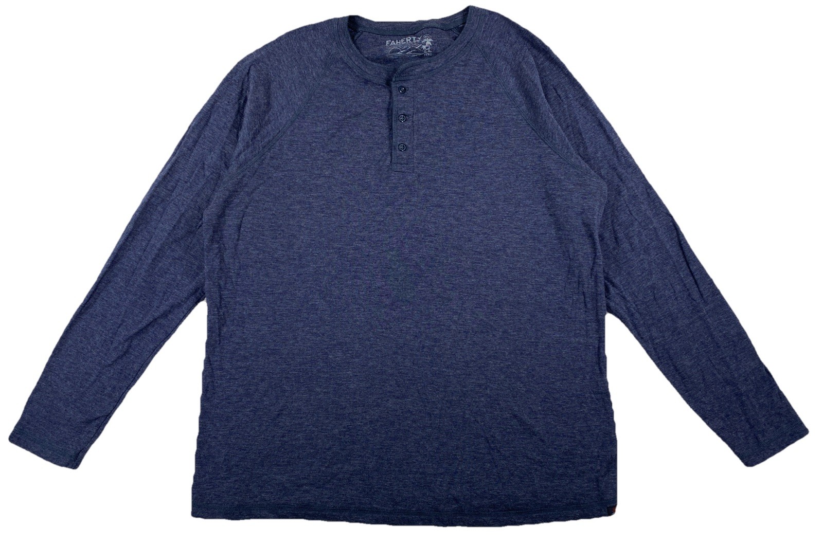 Faherty Henley Long Sleeve Shirt Men’s XL Blue Cloud Cotton