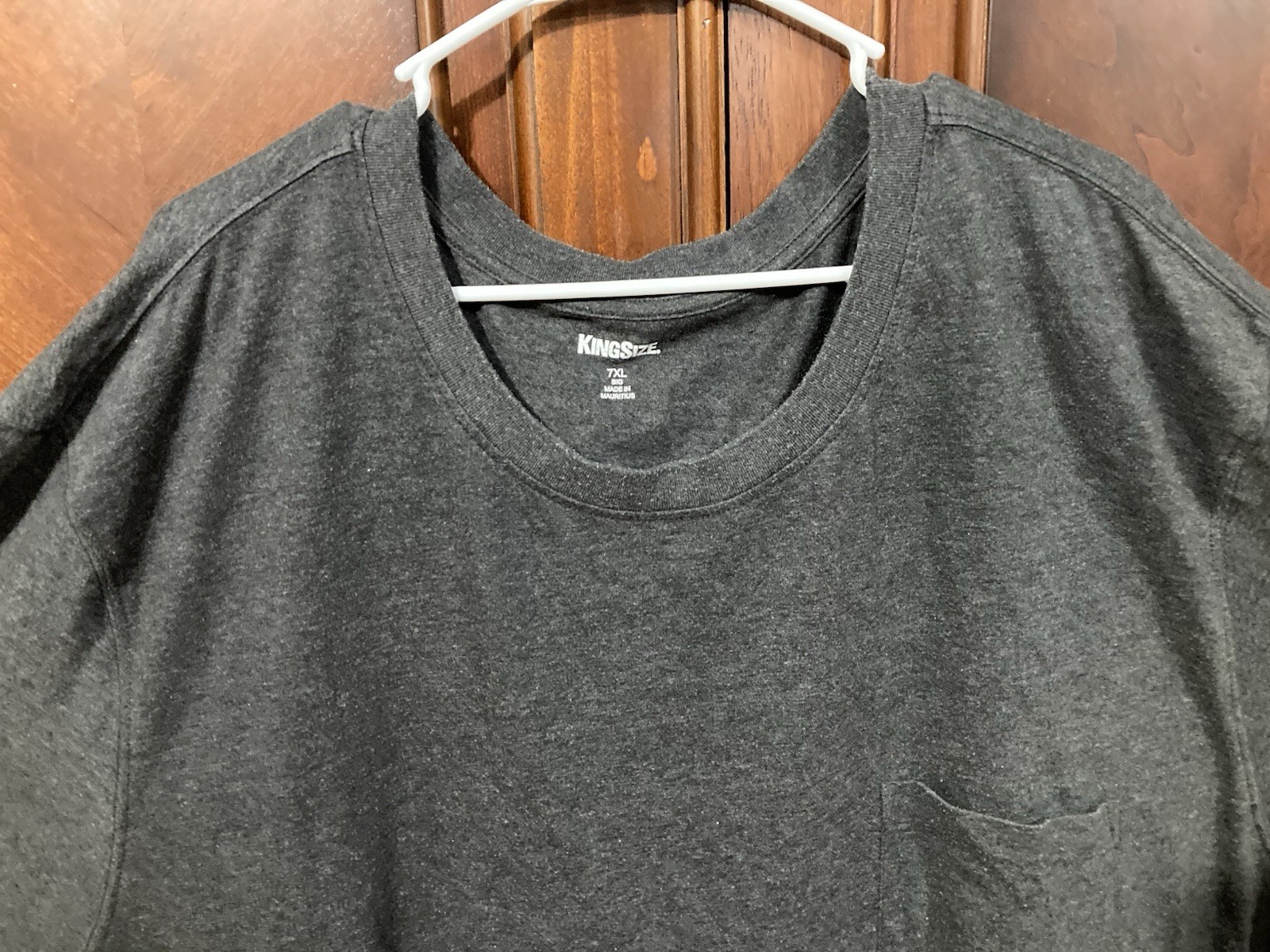 men's 7xl big Kingsize crewneck s sleeve pocket tee shirt Heather Charcoal Grey gallery