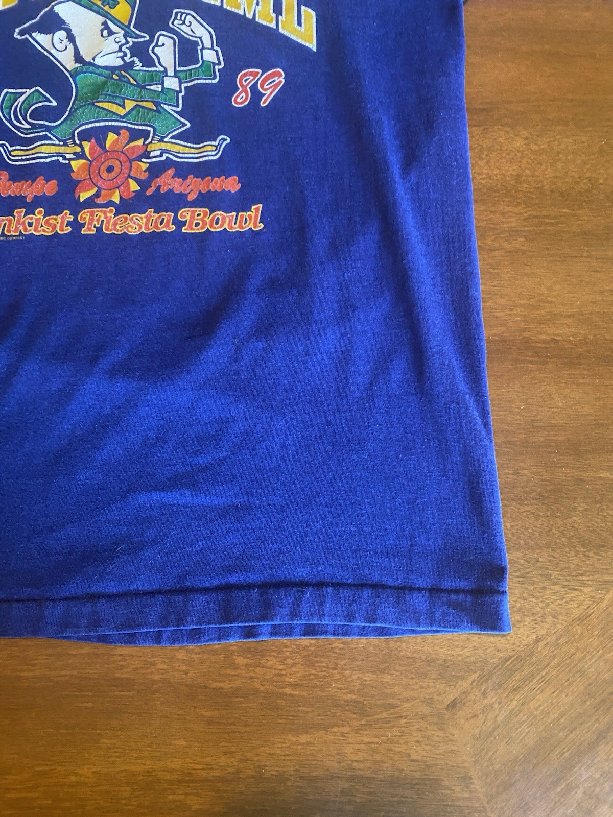 VTG 1989 Sunkist Fiesta Bowl Notre Dame University Football Blue SS T-shirt gallery