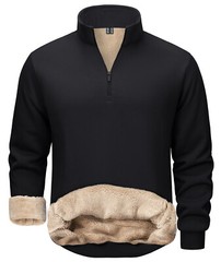 Men’s 1/4 Zip Sweatshirt Sherpa Lined Fleece Pullover Heavyweight Winter Sweater