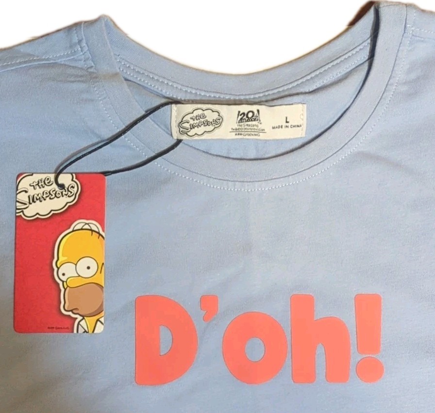 The Simpsons Large Men's Blue Doh! Beach Homer And Family Decaled T-Shirt NWT gallery