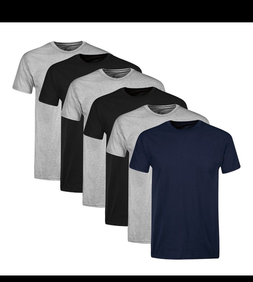 Hanes T-Shirt 6-Pack Men's ComfortSoft TAGLESS Crewneck Short Sleeve Tee Value gallery
