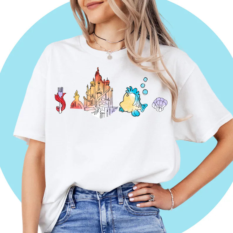 Little Mermaid T-shirt, Disney Princess Characters T-shirt gallery