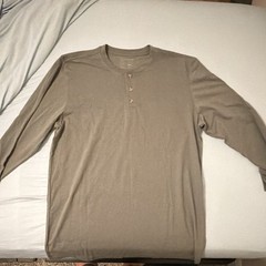 Fresh Clean Threads Men’s Gray Solid Henley Long Sleeve Cotton Knit Tee, L