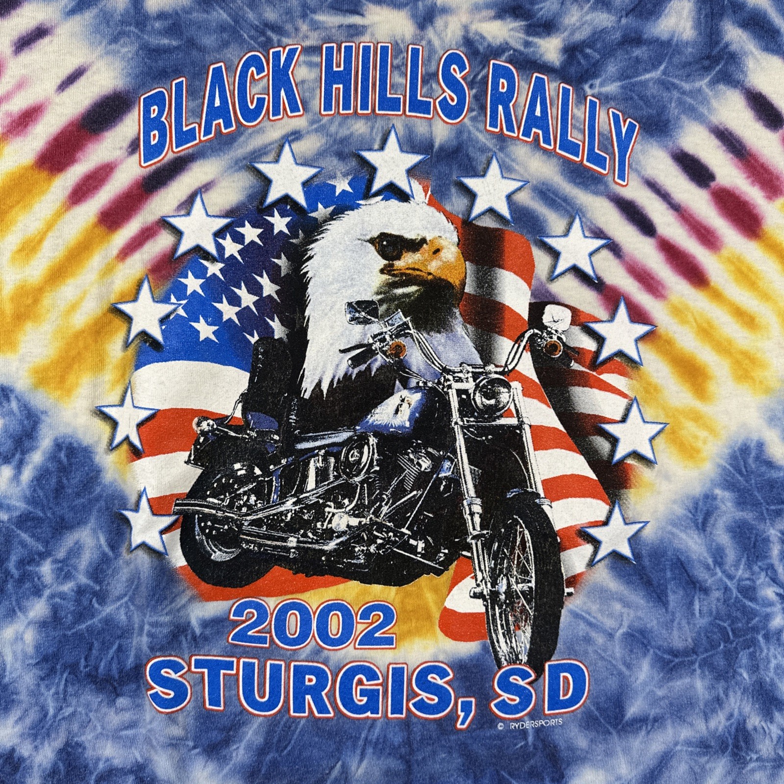 Vintage Sturgis 2002 Black Hills Rally Motorcycle Eagle Harley TieDye Large T2K gallery