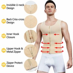 Mens Compression Vest Slimming Body Shaper Tummy Control Gynecomastia Undershirt