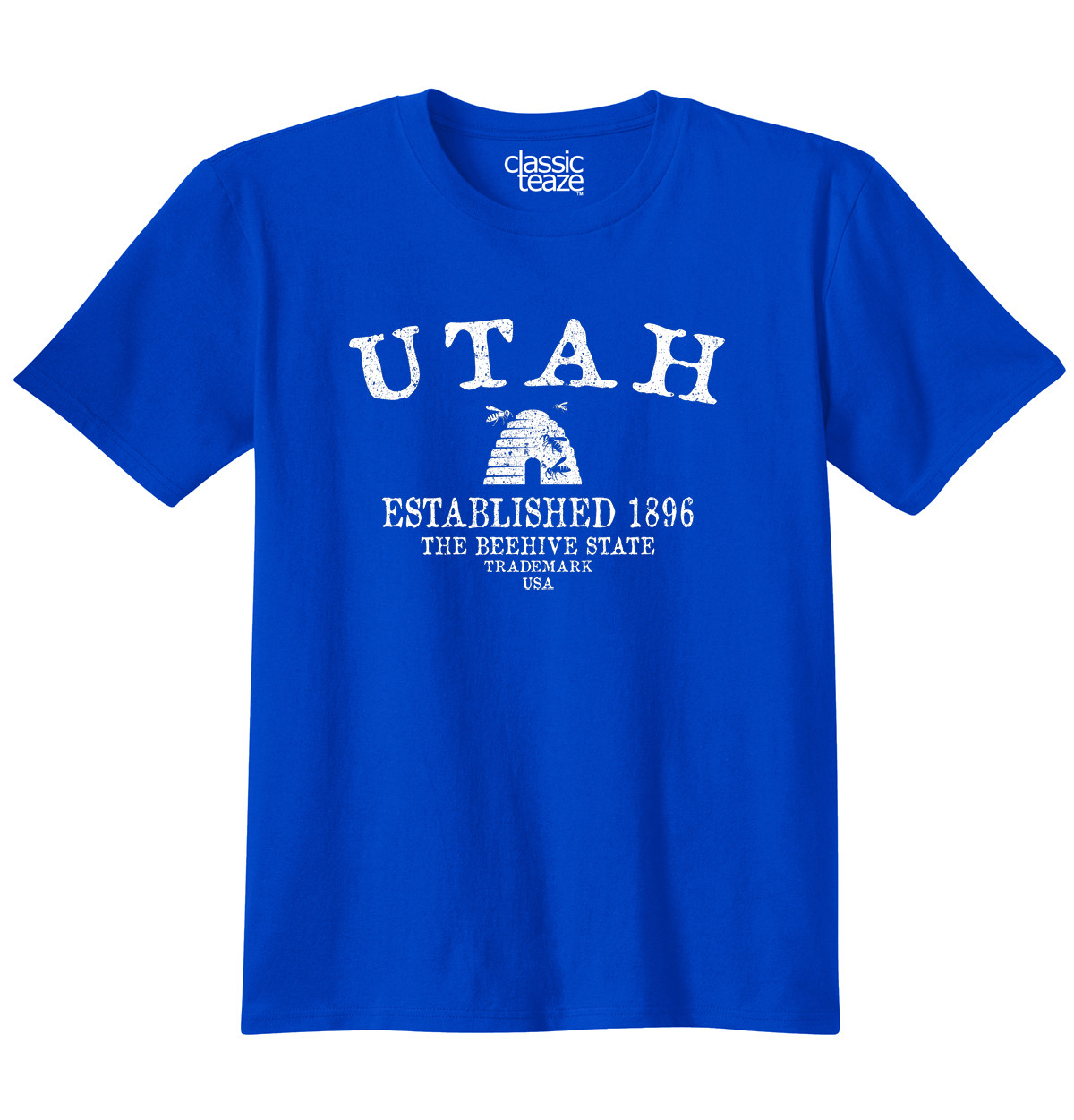 Utah Beehive UT Trademark Traditional Symbol Adult Short Sleeve Crewneck Tee