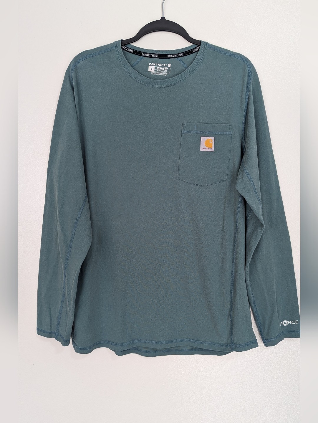 Carhartt Force Relaxed Fit Long Sleeve Pocket T-Shirt Green Size Medium gallery