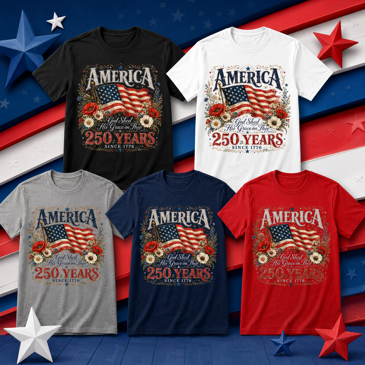 250th Anniversary Shirt God Shed His Grace on Thee Tee gallery
