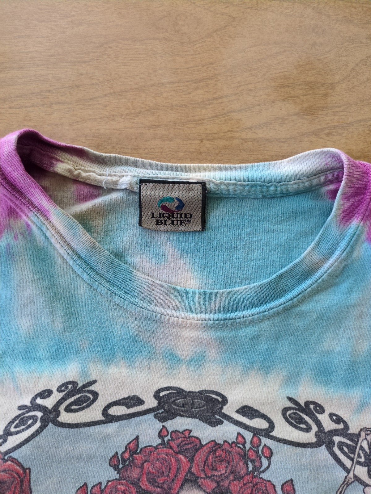 Grateful Dead Liquid Blue 1965 1995 TieDye T‑Shirt XXL Vintage Roses Skull gallery