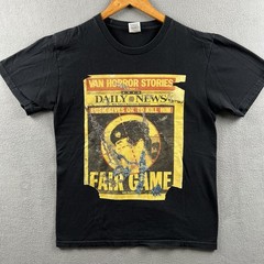 Supreme Shirt Mens Medium Black Dash Snow Newspaper Saddam Hussein Fair Game Tee