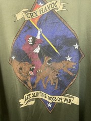 USMC 2D Battalion 7th Marines “Cry Havoc” Short Sleeve Athletic Shirt Size XL