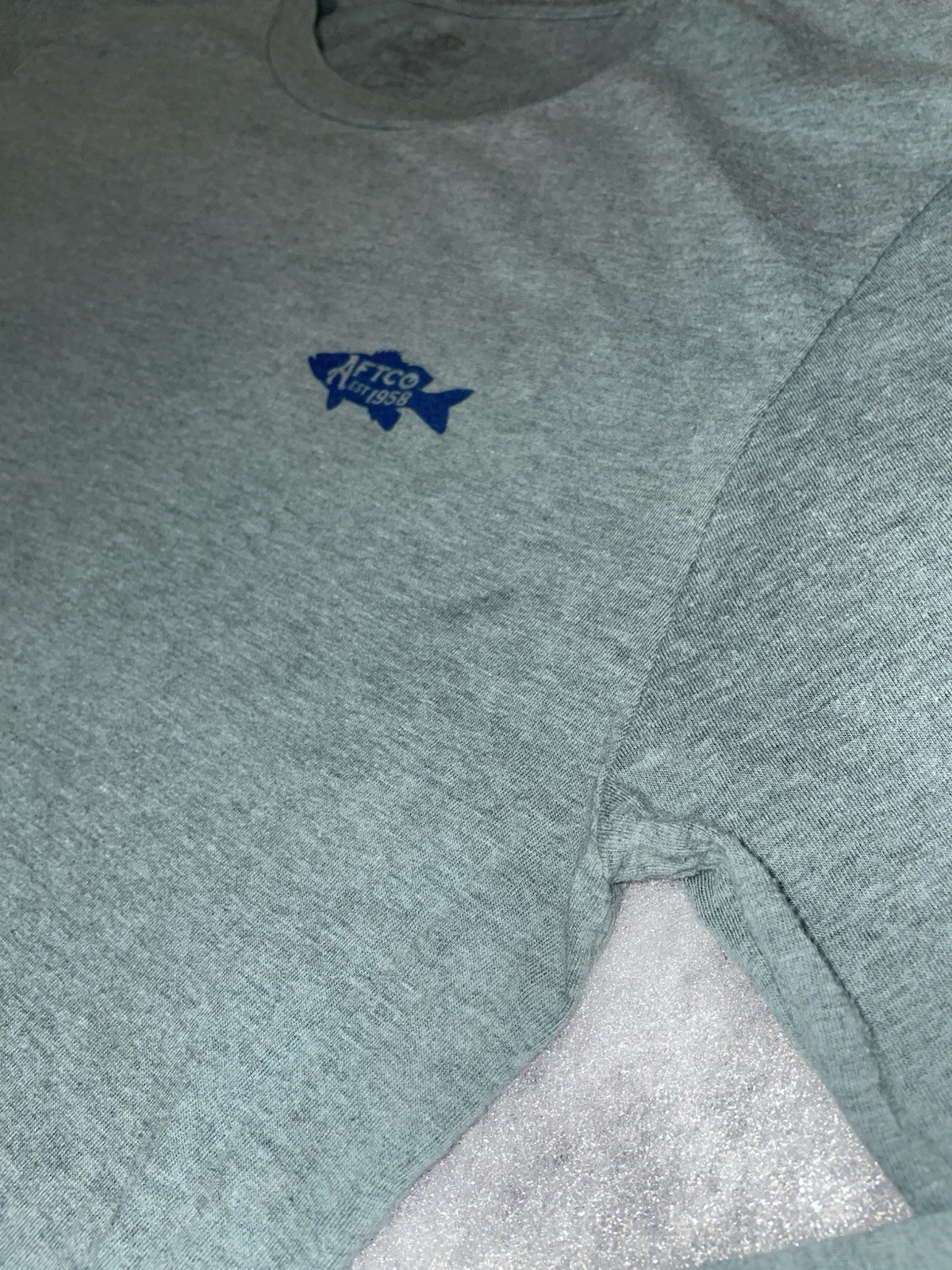 AFTCO Shirt S Small Blue/Green Fish Graphic Fishing Long Sleeve Dirty Looking gallery