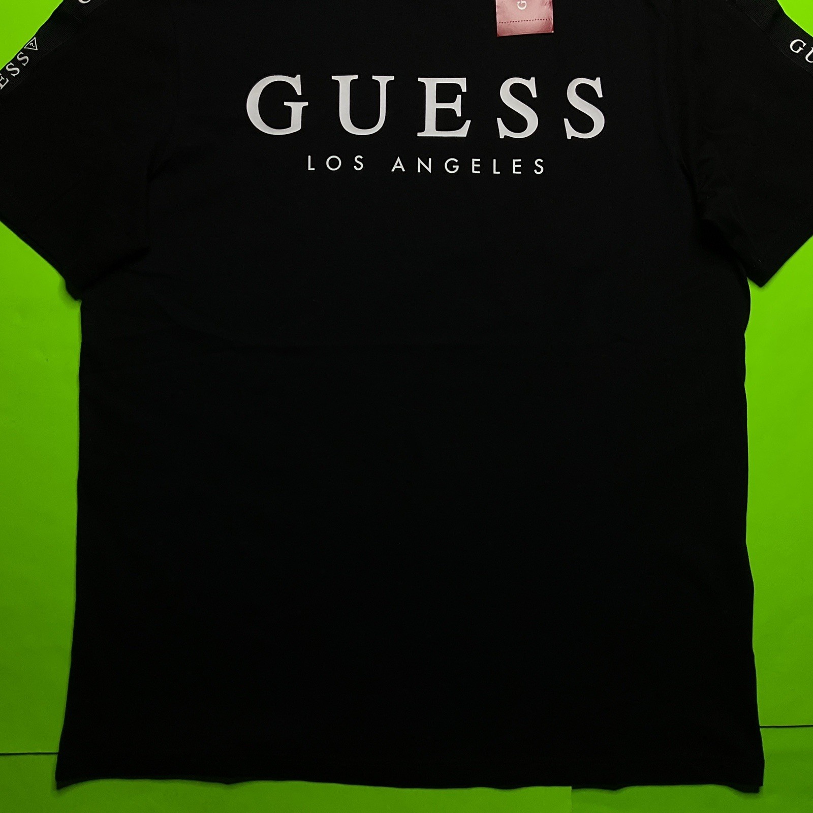 GUESS Los Angeles Men’s Short Sleeve T-Shirt Size LARGE Black w/White Cotton NEW gallery