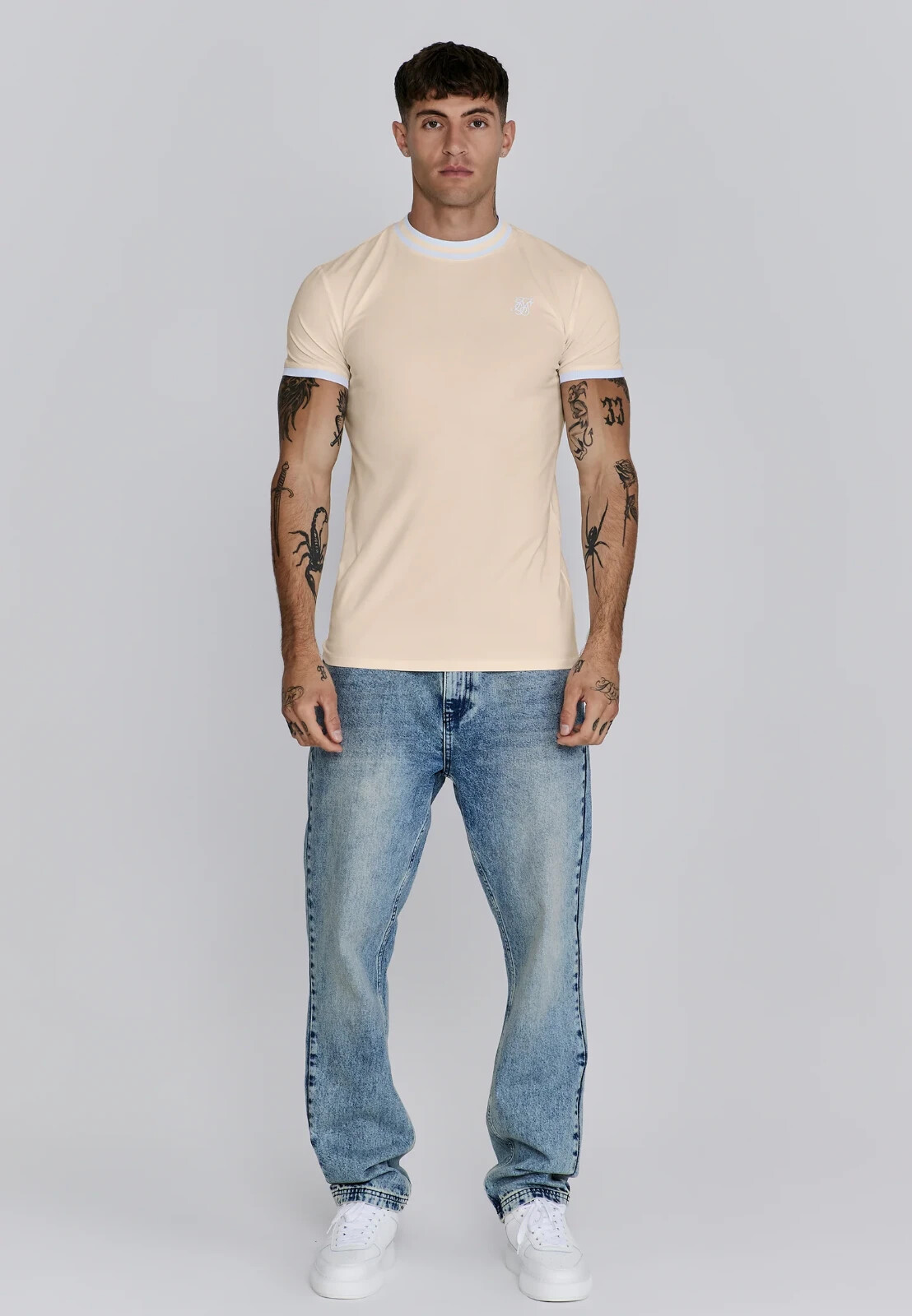 SikSilk Men;s Ecru Ringer T-Shirt Medium gallery