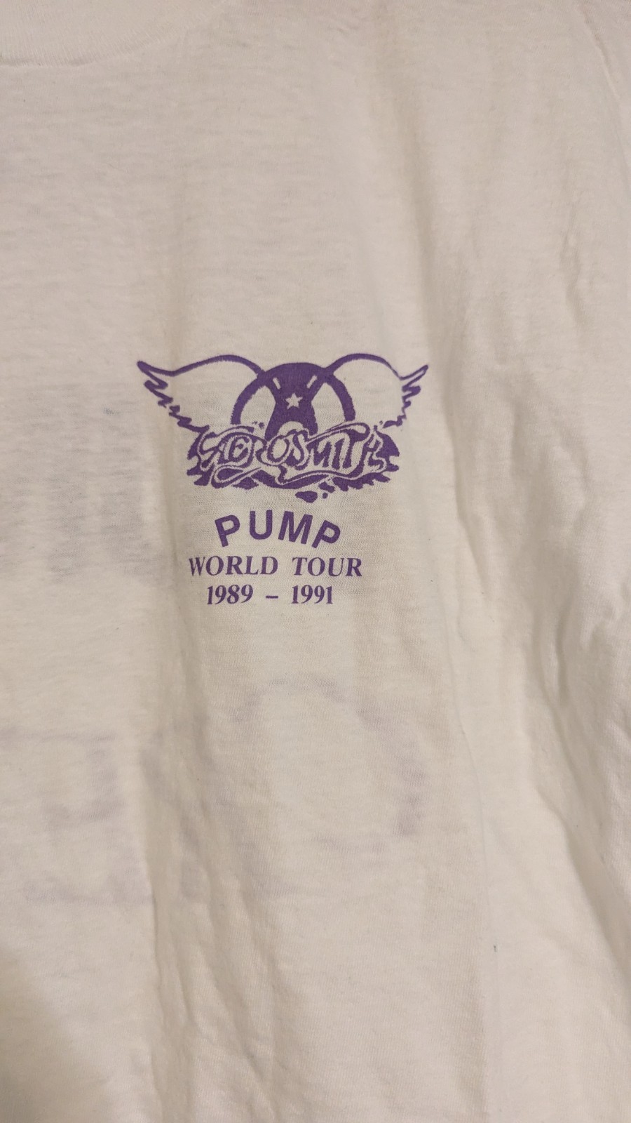 Vtg 80s Aerosmith Pump World Tour 1989 Crew Tee Shirt RARE Sz Xl 20x27 gallery