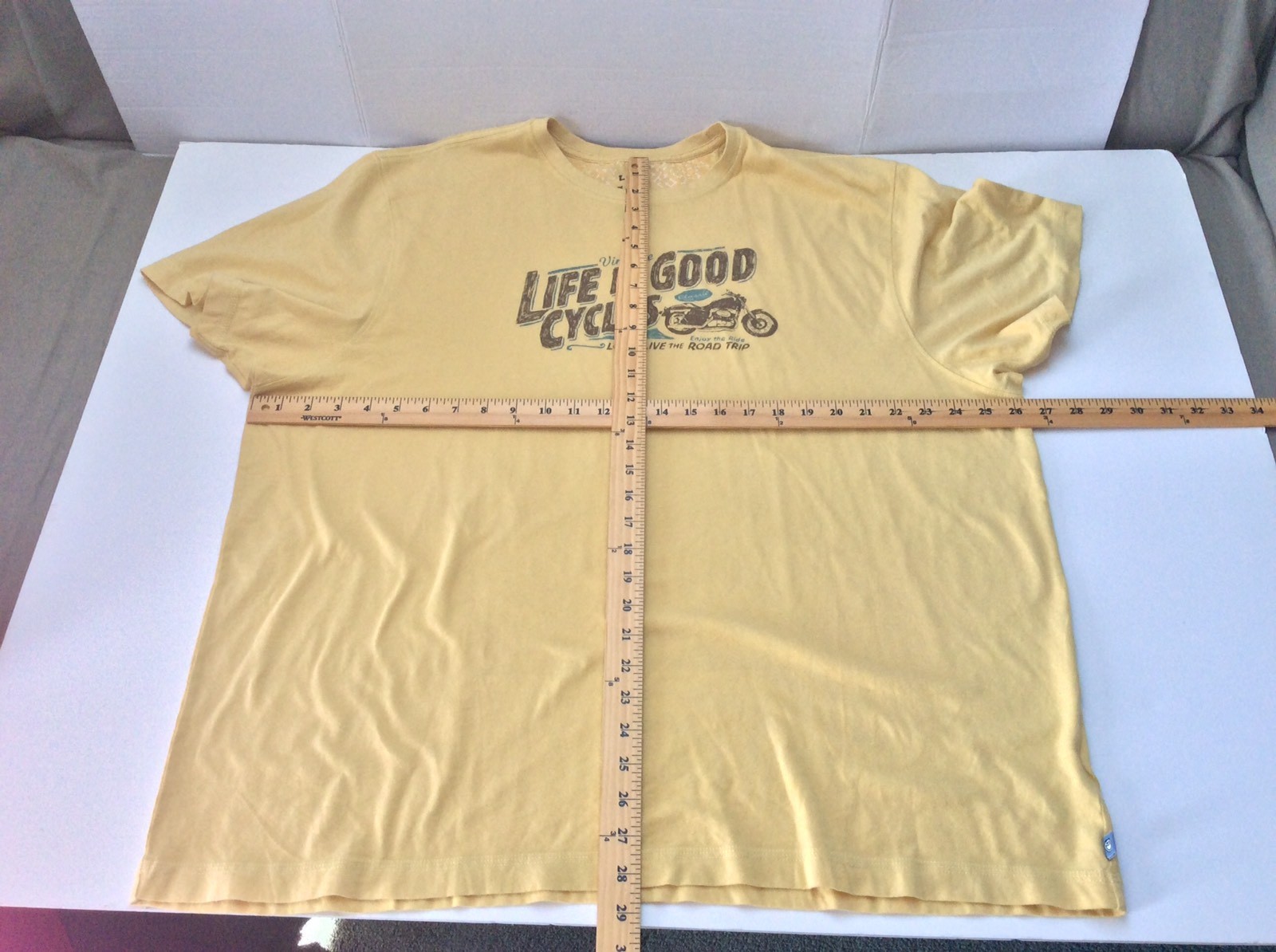 Life is Good Shirt Vintage Cycle Enjoy Ride Road Trip Semi Fitted XXL Yellow gallery