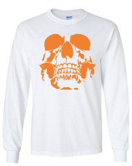 Skull Halloween Long Sleeve Graphic Tee Unisex Apparel Custom Holiday Design