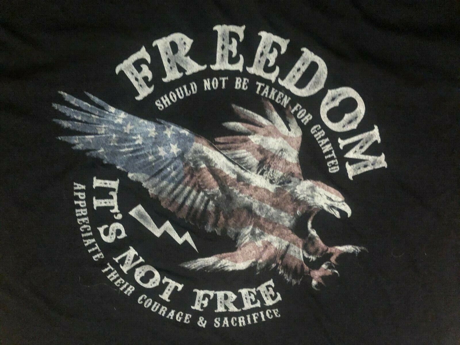 John Galt Freedom It's Not Free USA Flag Eagle Black T-Shirt Men's Large gallery
