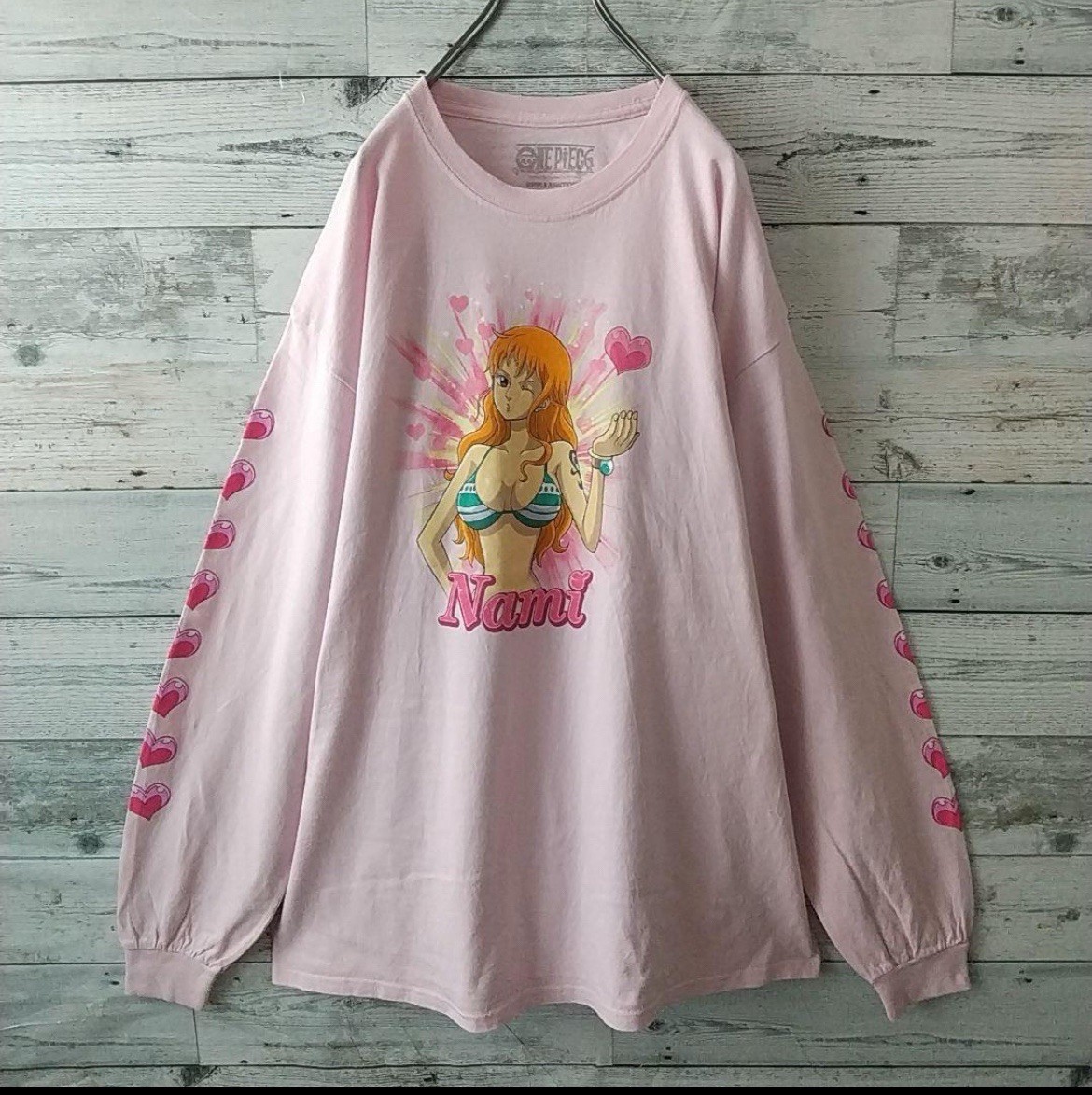 Rare Design ONE PIECE Nami Sexy Bikini Heart Long Sleeve T-Shirt Pink XL Mens gallery