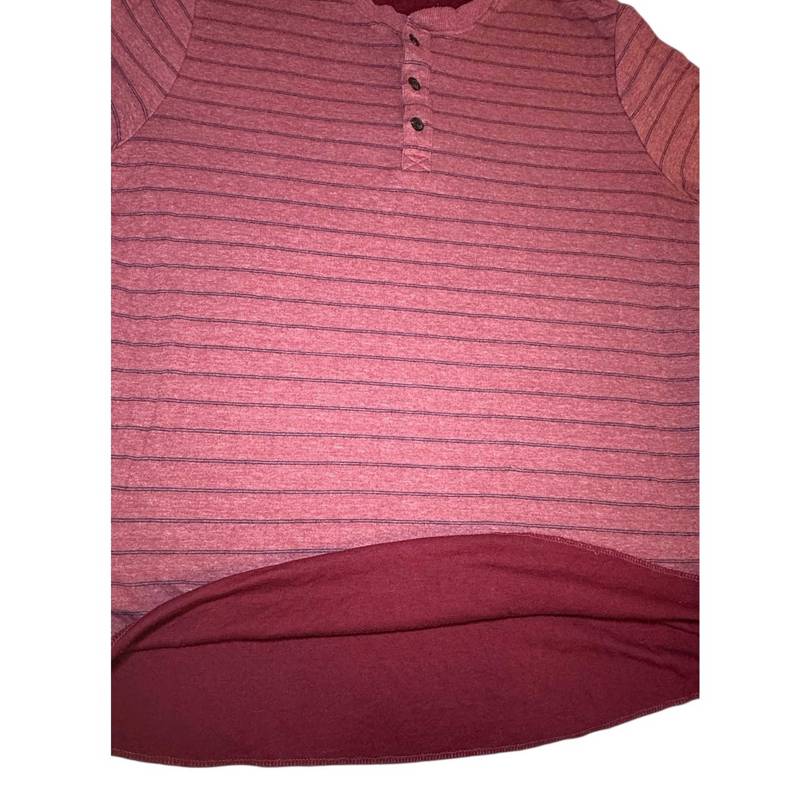 Marine Layer Mens M/L Double Knit Henley Shirt Red Striped Long Sleeve Pullover gallery