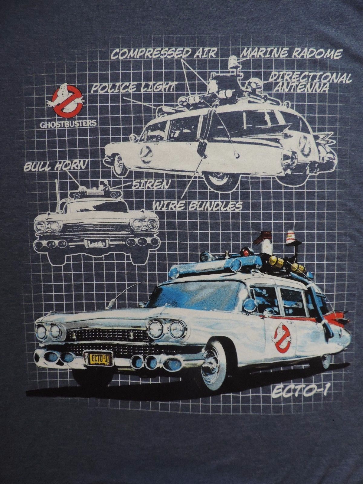 Ghostbuster T-Shirt Ecto-1 Vehicle Schematic Retro 80's Movie Tee Ghost Murray gallery