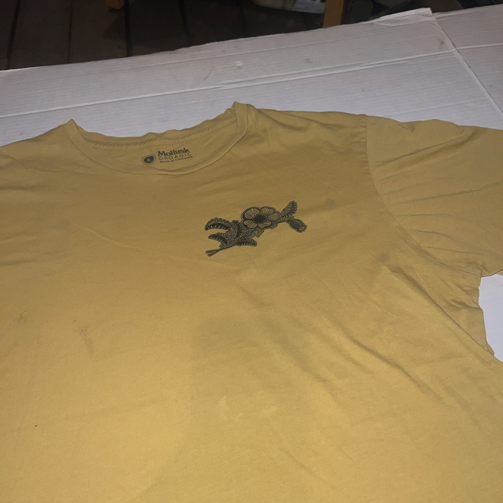 Mollusk California Surfboards Flower Leaves Branch Shirt Large Yellow Vintage gallery