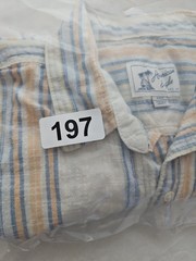 American Eagle Men’s Collared T-Shirt Medium Blue & Yellow Striped