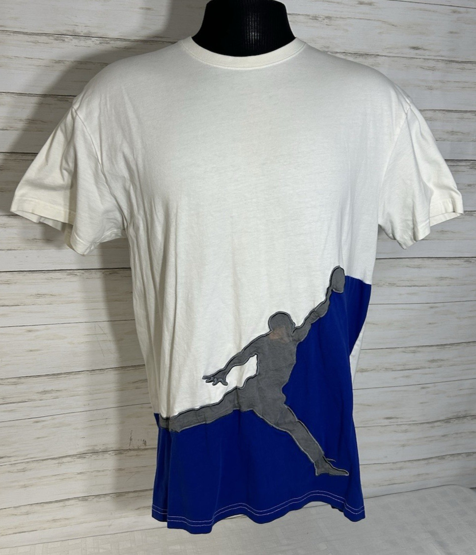 Nike Air Jordan T-Shirt Men XL Big Jumpman Embroidered Logo Blue White 37269-101