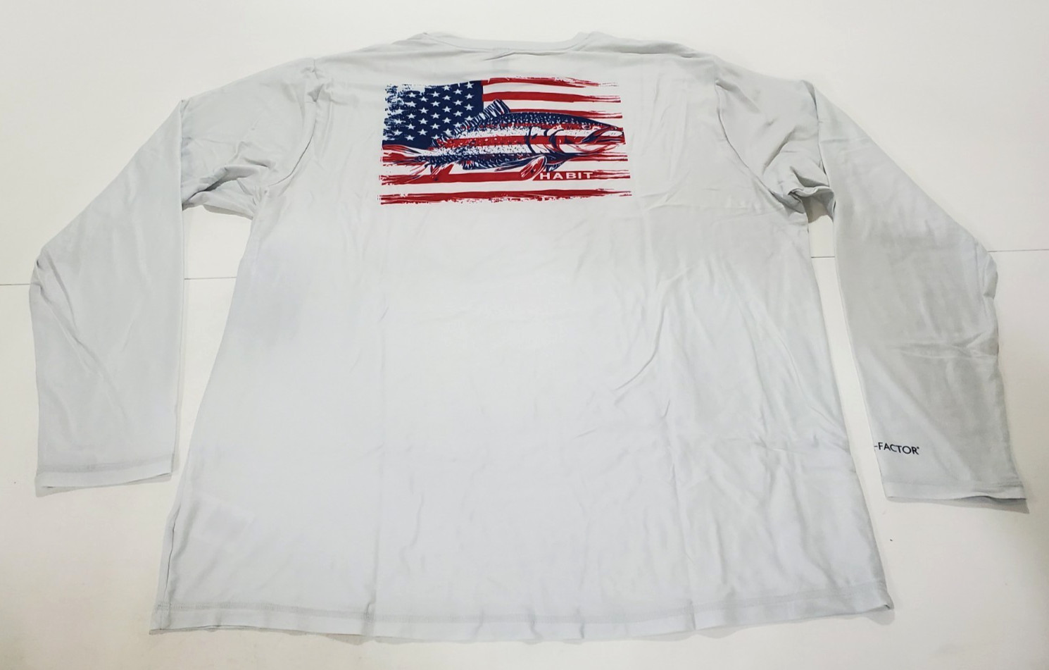 Habit Crooked Elm Graphic Tee Shirt Mens XL Gray USA FLAG Long Sleeve NWT