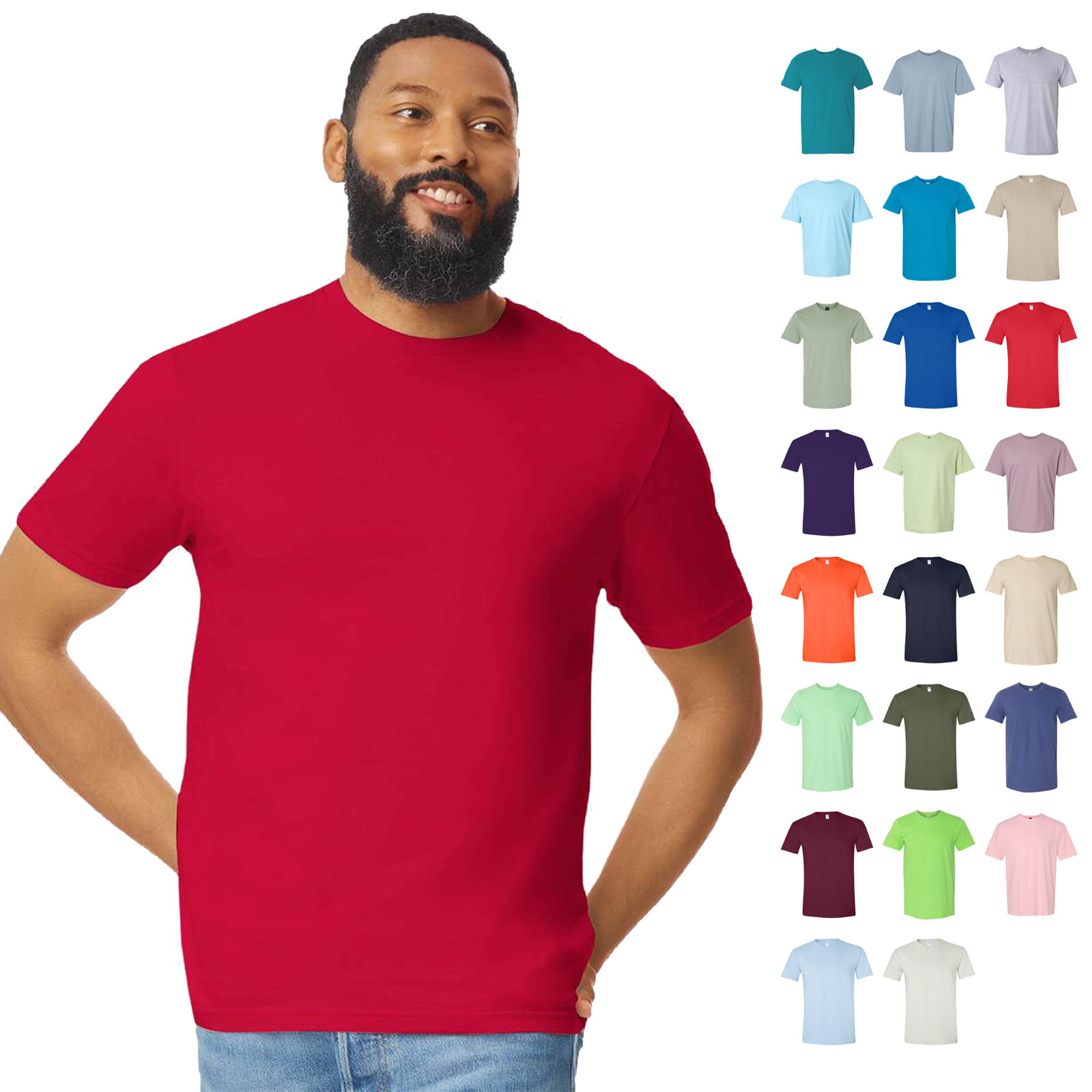 Gildan #64000-2 Softstyle T-Shirt Modern Classic Fit Short Sleeve Plain Tee