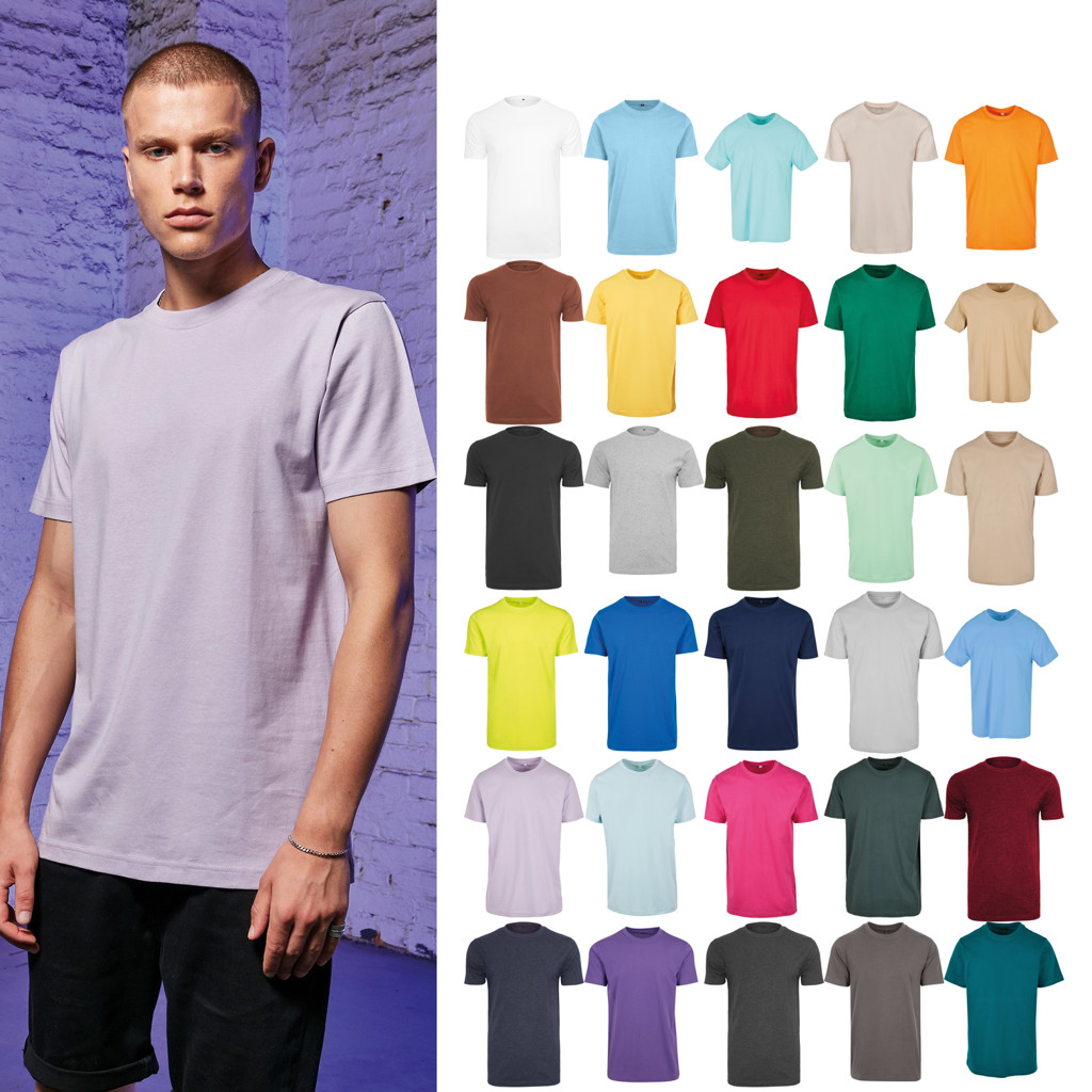 Build Your Brand T-shirt round-neck – Fine cotton, Set-in sleeves (B)