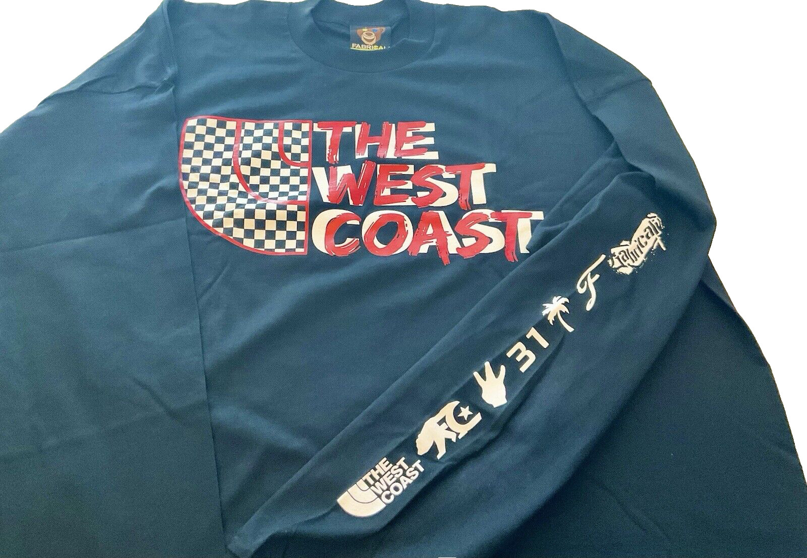 NWOT VTG FABRICALI West Coast Check Race Black Long Sleeve Men’s T-Shirt 3XL USA gallery