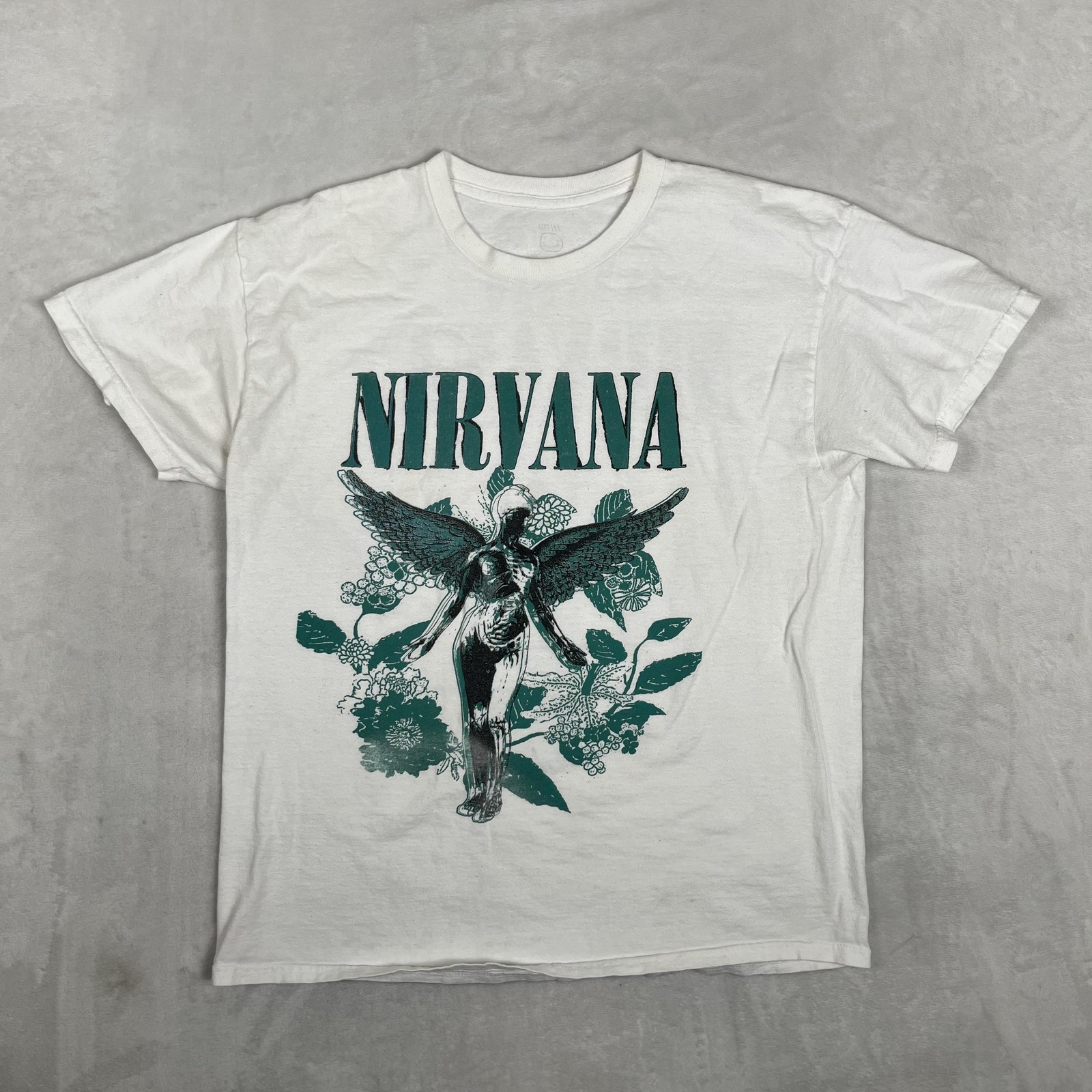 Nirvana In Utero T-Shirt Mens Medium White Angel Tour Retro Double Sided VTG gallery
