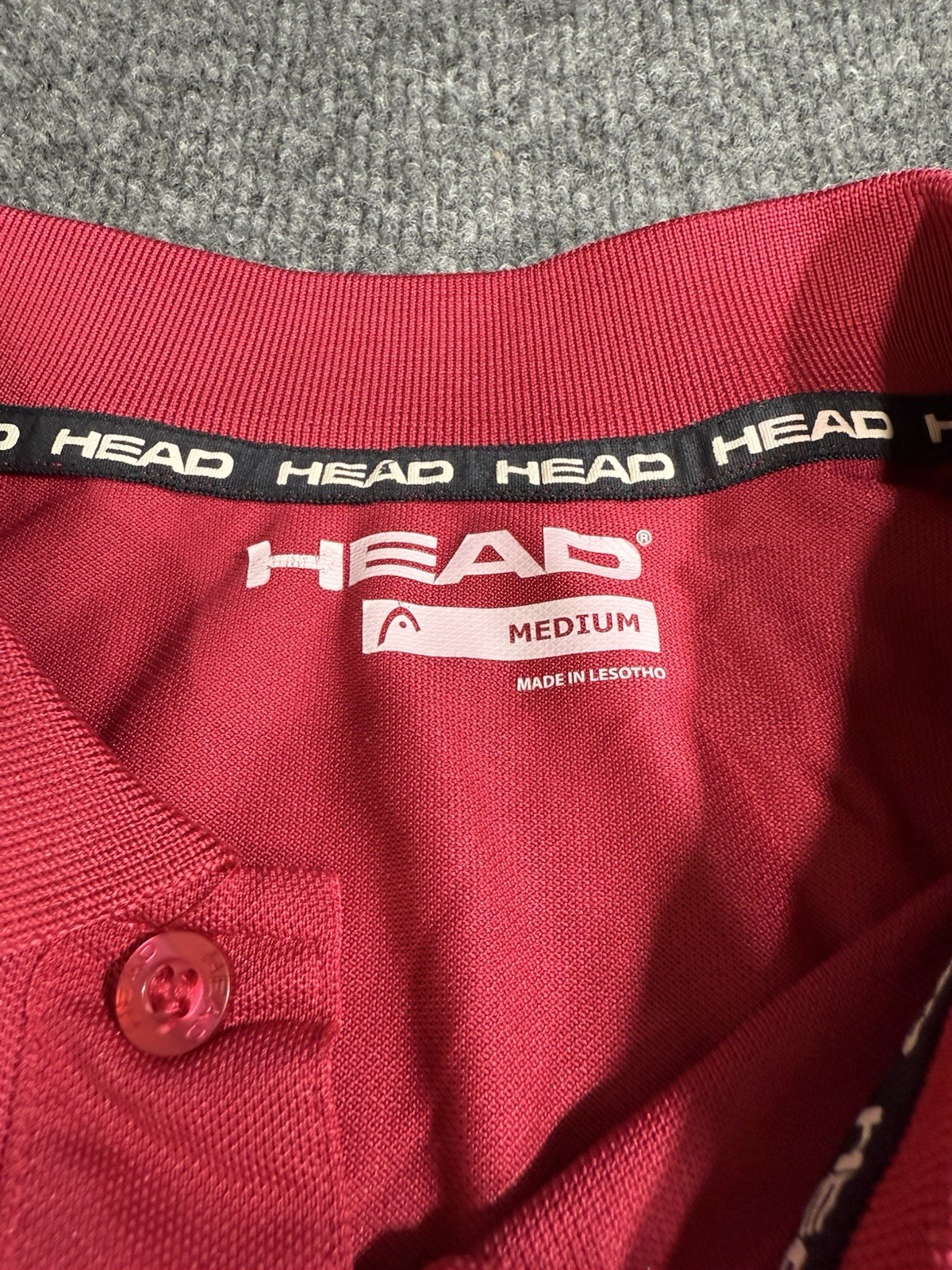 HEAD Tennis Polo Shirt Medium Pink Black White Striped Performance Golf gallery