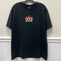 Half Evil 333 Center Flame Logo Black Tee Size XL Rare Streetwear