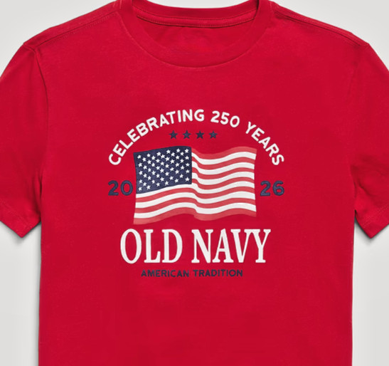 Old Navy / AUTHENTIC 2026 Flag Graphic T-Shirt/ 4th of July 250 Years / RED (L) gallery
