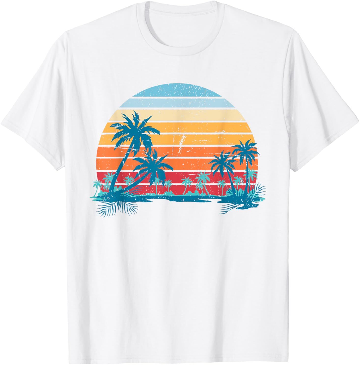 Sunset Beach Palms Summer Vibes Retro Tropical Summer T-Shirt